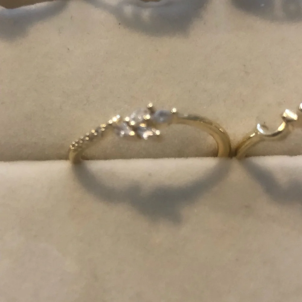 Delicate Gold Ring with Clear Stones